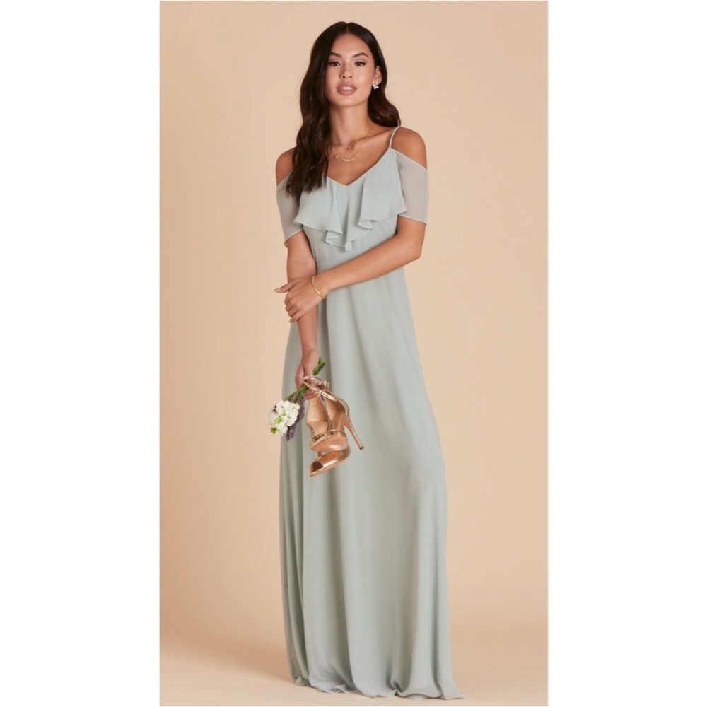 Birdy Grey Green Off-the-Shoulder Maxi Dress
